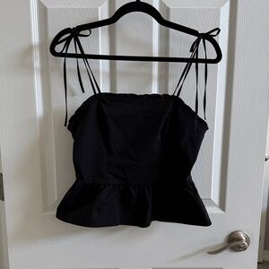 Express Elegant Black Tie-Strap Crop Top